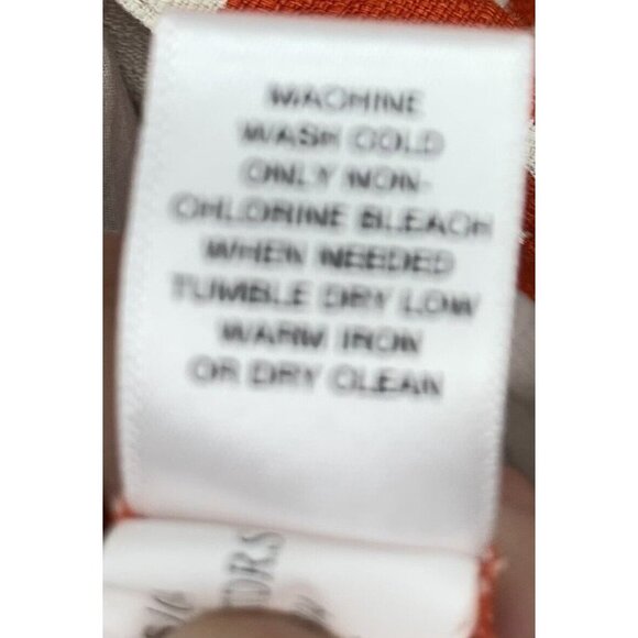 Banana Republic Shift Dress Women Size 8P P8 Petite Orange Ivory Geometric B22FS - Picture 9 of 9